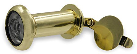 Türspion 200° Weitwinkel mit Sichtschutz - Messing - Bohrloch Ø 14mm - Spion für 35-60mm Türblätter - Hochwertige Echtglaslinse