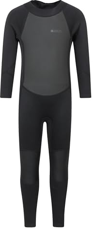Mountain Warehouse Kinder-Neoprenanzug - 2,5mm, Kinder-Schwimmanzug mit LSF 50+, Wetsuit aus Neopren für Jungen und Mädchen, Flatlock-Nähte & Easy Glide Zip - Schwimmen Schwarz 7-8 Jahre