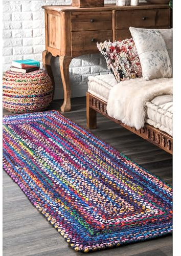 nuLOOM Tammara Blue Multicolor Ombre Braided Runner Rug, 2' x 6'