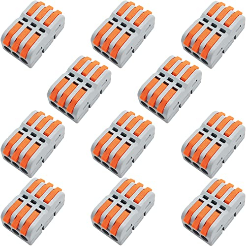 Conector Electrico, CESFONJER Empalmes Cables Electricos, Mini Conector Rapido, Conectores de Cable Compacto, Combinación de libertad, SPL-3M (11 piezas)