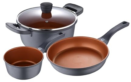 San Ignacio Bronze - Ensemble de 3 pièces de casseroles de 16 et 24 cm avec 1 couvercle - pièces en aluminium coulé - revêtement anti-itinérant - APT tous les types de cuisines - chauffe rapidement