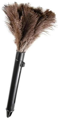 FeelfunFeather Retractable Feather Duster-Genuine Ostrich Feathers,Anti-Static,Reusable Eco-Friendly Handheld Cleaning for Keyboard,Home,Car,Office(10 to 15 Inches) 1 Pack