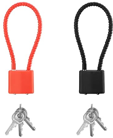 Xiciki 2 lucchetti ad arco lungo con chiavi, lucchetto in corda d'acciaio resistente, catena flessibile e lucchetto per valigie, biciclette, cancelli, armadietti, garage, uso esterno