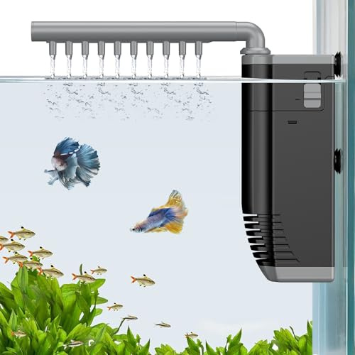 Pawfly 300 L Aquarium filter, 3 W Filter für kleine Aquarien, interner Tauchfilter für Aquarien mit Schaumstoff und einstellbarer Wasserpumpe, leiser Filter für 30-80 L Aquarium
