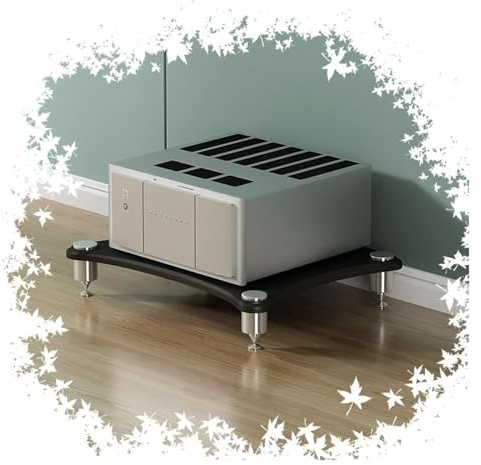 Stufiger HiFi Rack, Plattenspieler-Ständer, 1 2 3 4-stufiger Medienständer, Stereo-Komponentenschrank for Zuhause/Büro/Theater(Black,1Tier)