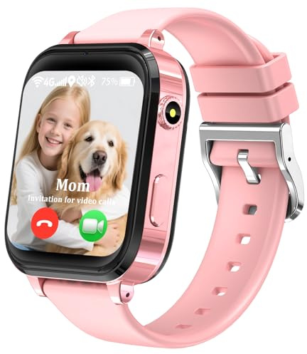 kaacly Montre Connectée Enfant GPS, 4G Montre Intelligente avec Chat Familia,SOS,Mode Classe,Appels Vidéo,Chat Vocal,Téléphone,Podomètre, IP68 Étanche Smartwatch pour Garçons Filles