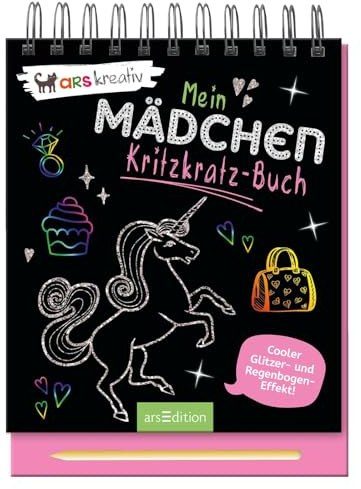 Mein Mädchen-Kritzkratz-Buch: Cooler Glitzer- und Regenbogen-Effekt | Kreativer Kratzelspaß mit Malideen und Holzstift für Kinder ab 5 Jahren