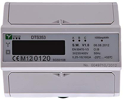 Drehstromzähler Verbrauch (kWh) & Leistung (kW) Stromzähler Starkstrom Zwischenzähler 380/400V digital DIN-Hutschiene ZS4