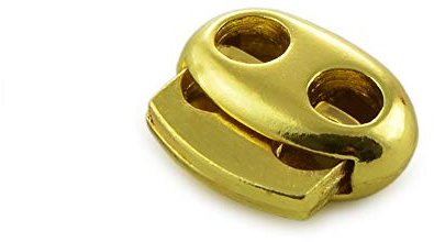 Ganzoo Kordelstopper aus Metall, Doppelloch, Gold, Stopper-Klemme für Kordeln an Kapuze, Jacke, Hoodie, Sporthose, Schuhband, Stiefel, Rucksack, Zelt, vielseitig für Outdoor und Bastelprojekte, 10er