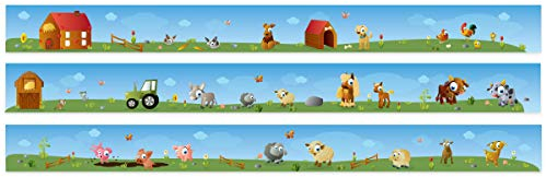 Wandkings Bordüre - Wähle ein Motiv - Großer Bauernhof - 3x selbstklebende Wandbordüren je 150 cm - Gesamtlänge: 450 cm - Höhe: 12,5 cm