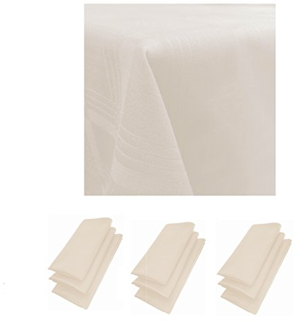 9er Pack Servietten 44cm x 44cm + Tischdecke 100% Baumwolle in Beige