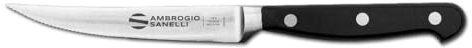 Ambrogio Sanelli, Maitre Coltello da Bistecca, Coltello da Tavola con Lama Mezzo Dentata in Acciaio Inox all'Azoto 11 cm e Manico Ergonomico, Coltelli da Cucina Professionali, Made in Italy
