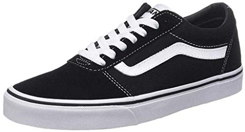 Vans Mens Size 14 Ward Sneaker Black & White Suede Canvas Lace Up Shoes, Low Top Men's Trainers, Lightweight Sports Shoes Active Wear Range (14 UK)