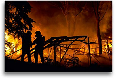 Premium Textil-Leinwand 45 x 30 cm Quer-Format FEUERWEHR IM EINSATZ, Leinwanddruck von M. Heinz