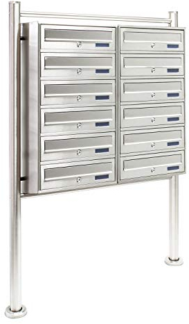 Multiple Outdoor Letterbox Standing Multi-slot Postbox 2x6 Stainless Steel Mailboxes