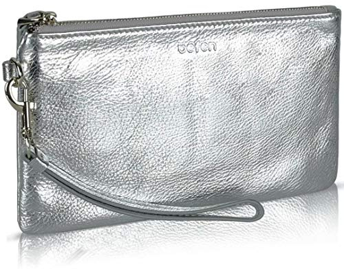 befen Women's Leather Wristlet Clutch Cell Phone Purse Wallet Lambskin Quilted Ladies Crossbody Handbags with Wrist Strap & Shoulder Strap