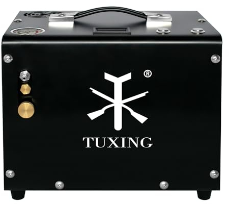 TUXING 4500psi 300Bar Pcp Air Compressor | Built-in Transformer/Drain System Pcp Compressor | Fast Fill for Air Rifle, Paintball, Scuba Tanks | 350W Oil-Free PCP Pump