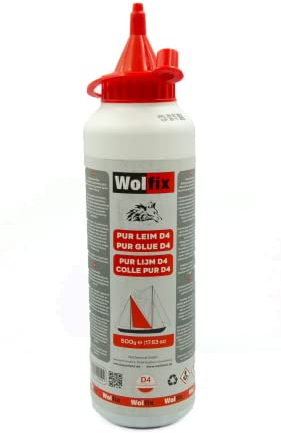 Wolfix Cola para Madera Impermeable D4 500g - Pegamento Extra Fuerte para Madera, Metal y PUR - Pegamento para PVC, Pegamento de Montaje, Pegamento para Manualidades y Pegamento Líquido