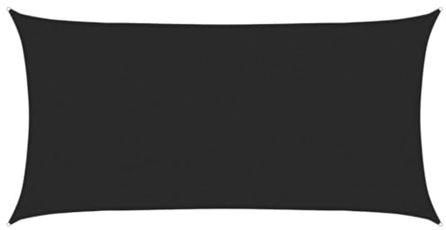 'vidaXL- Rectangular Sunshade Sail, UV and Mould Resistant- HDPE Material in Black- 2m x 4m with Stainless Steel Fasteners and Ropes