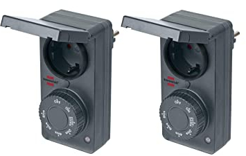 Brennenstuhl Zeitschaltuhr mit Dämmerungssensor DDT IP44 (Zeitschaltuhr mit Dämmerungsfunktion und 6 Schaltprogrammen, für den Außenbereich geeignet, mit erhöhtem Berührungsschutz) (2 Stück)