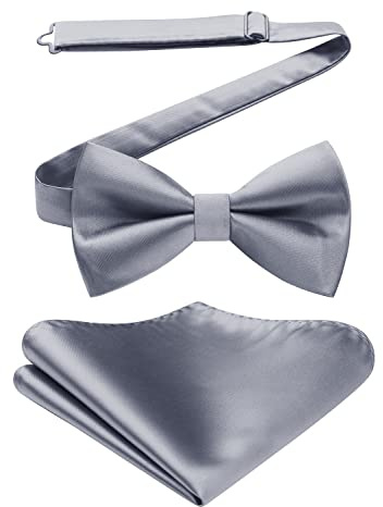HISDERN Herren Fliege Vorgebundene Fliegen für Herren mit Taschentuch Set Einfarbig Herrenfliegen für Hochzeit Karneval