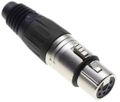 Keple 5-polige XLR-Buchse, schwarz - Buchse für Audio-Mikrofon-DMX-Stecker, nicked-Plated Adapter, Metallstecker mit Kunststoffgehäuse