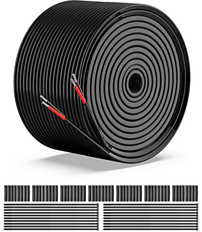 NAOEVO 16 Gauge Wire 2 Conductor Electrical Wire, 16 AWG Stranded PVC Cord, 12V Low Voltage/Tinned Copper/Flexible Cable for Automotive Wiring, Lamp Cord, Marine Cable (100FT)