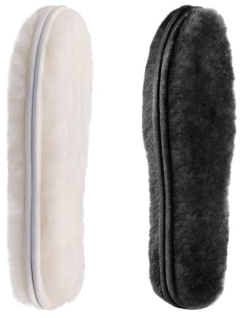 CCSOFTIME 2 Paar Echte Lammfell Einlegesohlen für Damen und Herren,Winter Warm Sohlen Weich Dicke Flauschige Schafwolle Schuheinlagen für Hausschuhe,Stiefel