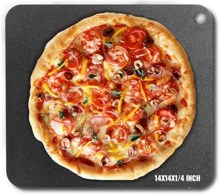 VEVOR Piedra para Pizza 355 x 355 x 6 mm Bandeja de Pizza para Horno Bandeja para Pizza Rectangular de Acero al Carbono Crujiente para Pizza, Pan, Filete, Verduras Frescas o Congeladas, Barbacoa