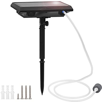 Solar Air Pump,HUIOP 5.5V 1.5W Solar Air Pump Fish Tank Oxygenator with Aquarium Pipe & Air Bubble Stone Outdoor Pond Oxygen Pump Aerator Rechargeable for Fishing Fish Tranportation Small Ponds Pools