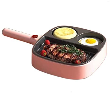 Breakfast Maker Breakfast Maker, Nonstick Electric Griddle Divided Pan , Cool-Touch Handles , Breakfast Pan, Frying Pan for Breakfast Pancakes, Burgers, Eggs, steak, Meat Sandwich Maker ( Color : Pink