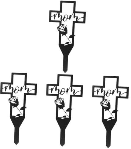 BESPORTBLE 4pcs Memorial Cross Stake Cemetery Metal Ornament for Dad Garden Decorations Outdoor House