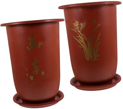 KITANDOVE 2pièces Pot De Fleurs Résine pour Orchidées Soucoupe Et Drainage pour Intérieur Et Extérieur Accessoire Pratique pour Plantes Orchidées Et Autres Plantes