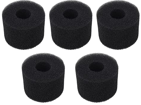 5 Stück Pool-Filterschwamm, PU-Schwamm, Schwarz, Wiederverwendbar, Waschbar, Zylindrischer Simming-Pool-Filterschaum Poolpumpe (S 40 cm)
