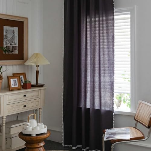 Daesar Gardinen Halbtransparent mit Ösen 150x200CM, Vorhänge Lichtdurchlässig 2er Set Einfarbig Grau Vorhänge Wohnzimmer Küche