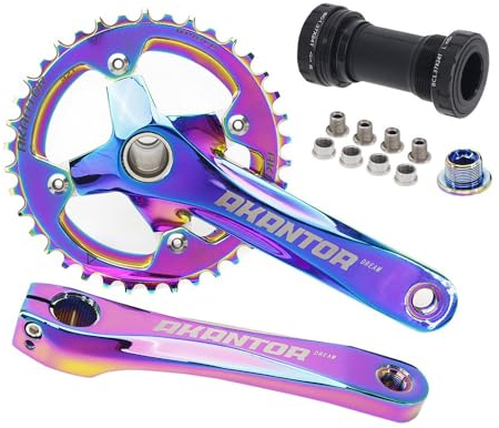 FFYUTING 170 mm MTB-Kurbelgarnitur, hohl, integrierte Kurbelgarnitur, Kettenblatt, 104 BCD, Aluminiumlegierung, Mountainbike-Kurbelarm-Set mit BB für 8–12 Gänge