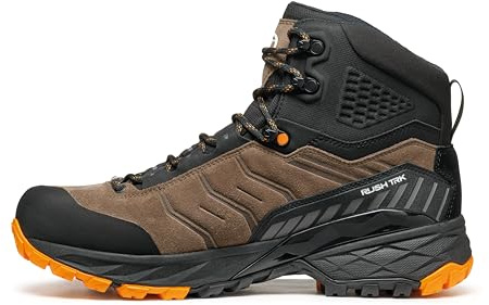 SCARPA Men's Rush TRK GTX Waterproof Gore-Tex Lightweight Hiking Boots - Brown/Orange - 10.5 Men/11.5 Women