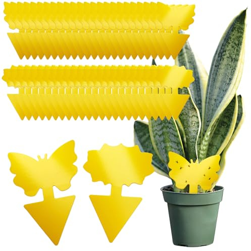 com-four® 50x Gelbtafeln gegen Trauermücken, Fliegen, Blattläuse | ungiftige Leimfallen für Pflanzen - Insekten Klebefallen in Blumen- & Schmetterlingsform - Gelbfalle