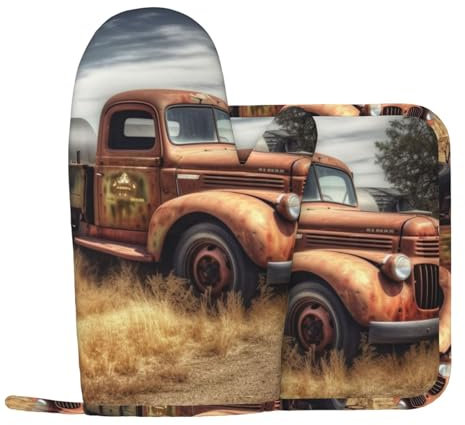 Lot de 2 maniques et maniques en silicone antidérapant et résistant à la chaleur pour vieux camion