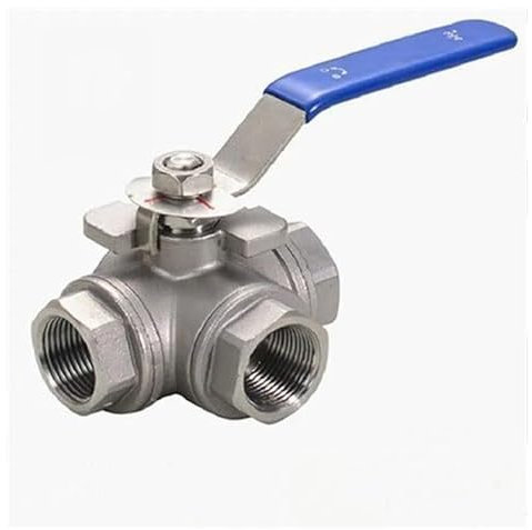 RSRSR 304 Stainless Steel 3-Way Ball Valve 1/4 3/8 1/2 3/4 1''Female Full Port T/L-Port Connector Adapter for Water, Oil, Air, Gas,Heavy-Duty Flow Control Valve(L Type,1.5 Inch)