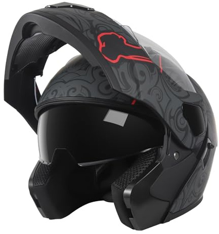 Motorcycle Full Face Helmet for Unisex-Adults DOT Approved Motorbike Street Bike Racing Helmets (Lucifer,M)