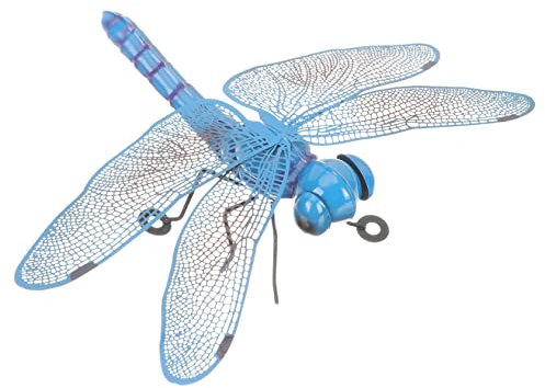 Ciieeo Metal Dragonfly Wall Decoration Blue Iron Craft Metal Wall Art Decoration for Home Indoor Garden Ornament