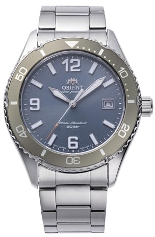 Orient Sports Diver Mako Solar 40mm Montre à remontage Solaire en Acier Sport sous-Marin décontracté RA-WJ00, Bleu Marine, Sportif