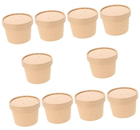 DEARMAMY 10sets Coppetta Di Carta Per Gelato Monouso Per Dessert e Budini Confezioni Per Pranzi Cene e Spuntini in Famiglia