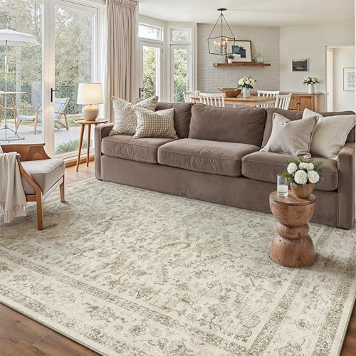 PureCozy Vintage Beige Teppich Wohnzimmer 140x200cm Waschbar