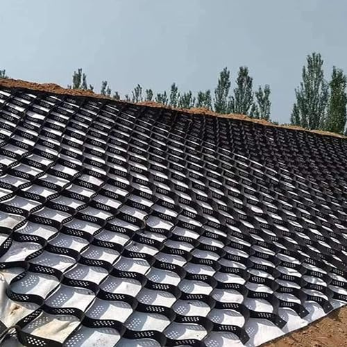 Caillebotis en plastique Grille géocellulaire au sol for pentes ou zones plates, géogrilles stabilisatrices de gravier de pois for l'aménagement paysager, facile à couper et à fixer Caillebotis stabil