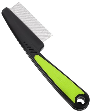 Hemobllo Pettine a Denti Fitti in Acciaio Inossidabile Verde Antiscivolo per Rimuovere la Forfora e Pettinare Chioma e Cute, per Trattamenti Antiforfora