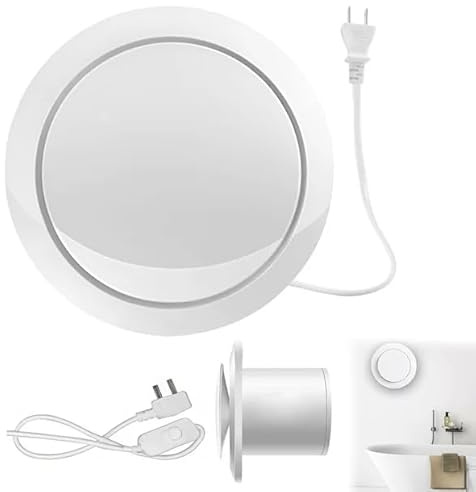 Ventilador de baño VEGOATY 150 mm ABS: extractor de aire silencioso con válvula antirretorno y cable de alimentación de 1,8 m con interruptor, conforme a las normas europeas, potente ventilador en lín