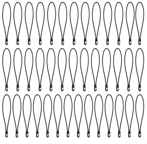 Paquete de 40 cuerdas elásticas con ganchos de 25 cm para uso en exteriores, para asegurar equipo y fácil instalación (40 piezas)