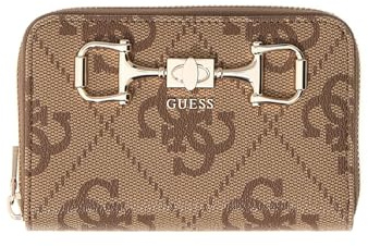 GUESS Geldbörse Janie Logo SLG Zip Around Wallet Latte Logo Hellbraun